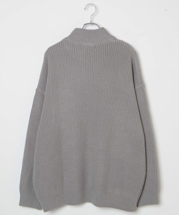 WEGO U.S. POLO ASSN.|別注畔編みハーフジップセーター 杢グレー