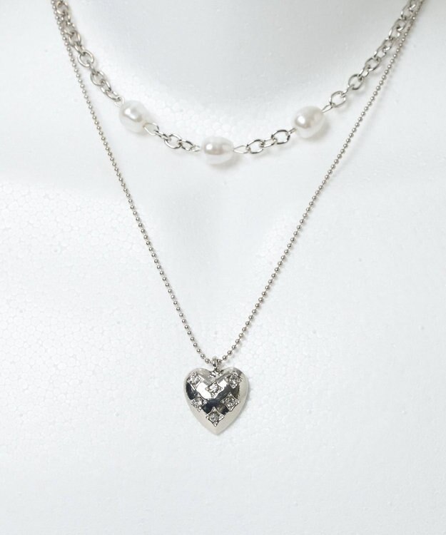 WEGO L2Pハートパールミックスネックレス シルバー