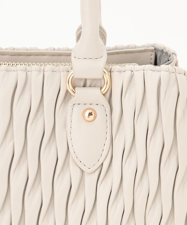 LA BAGAGERIE ランダムプリーツ2WAYハンドバッグ アイボリー