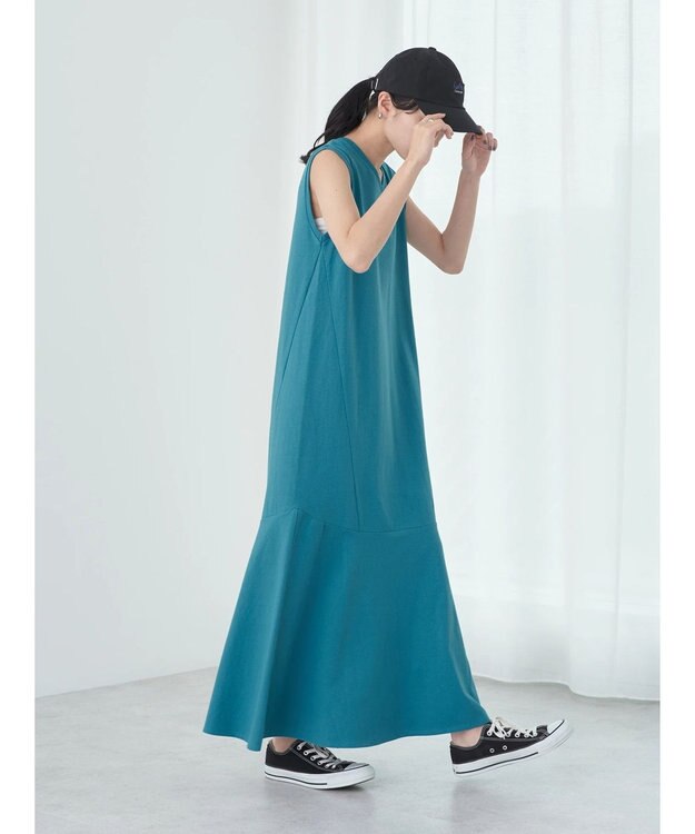 earth music&ecology Ｖネックマーメイドラインワンピース Blue