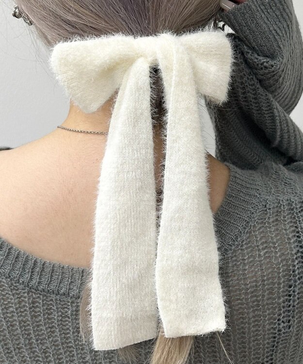 WEGO Lシャギーニットリボンゴム ホワイト