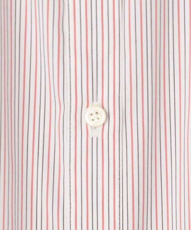 J.PRESS LADIES BEZ ドビーストライプ シャツカラー ブラウス ホワイト×ピンク×スレート系