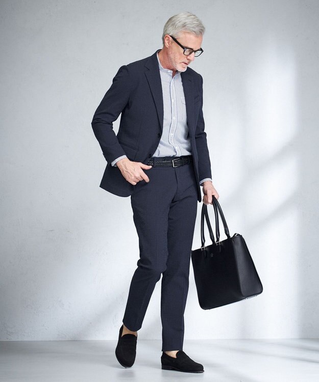 J.PRESS MEN トラベラーズシアサッカー スラックス ネイビー系3