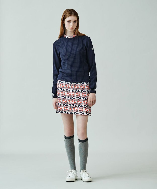 23区GOLF 【WOMEN】【洗える】格子柄  カラーニット ネイビー系