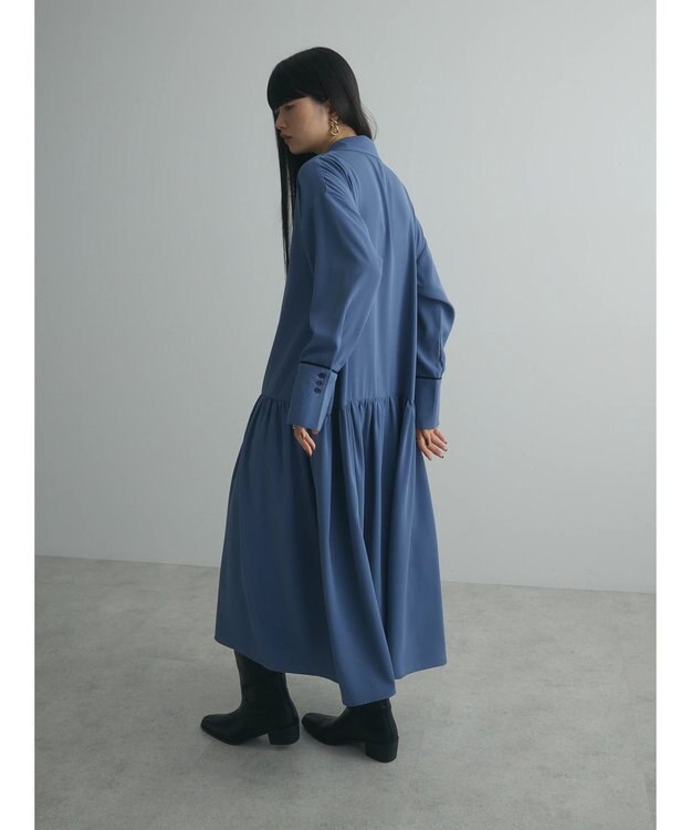 Green Parks armonia．配色シャツワンピース Blue