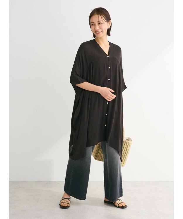 Green Parks Ｉ　レーヨンクレープチュニック Black