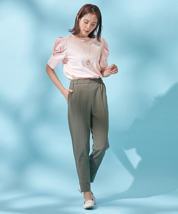 ANY シルケットスムース ツイストタックスリーブトップス ピンク