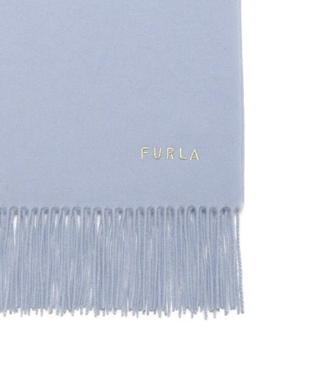 MOONBAT 【WEB限定】FURLA ウール100％ 大判プレーンストールマフラー/幅60cm サックスブルー