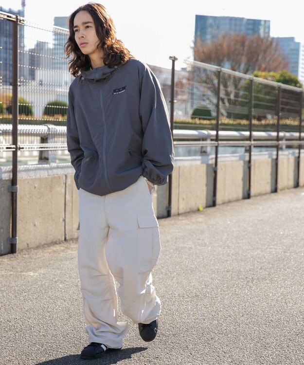 WEGO ナイロンフードシェルブルゾン ダークグレー