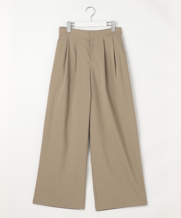 自由区 【SHIHOさん着用・セットアップ対応】リネンストレッチワイド パンツ カーキ