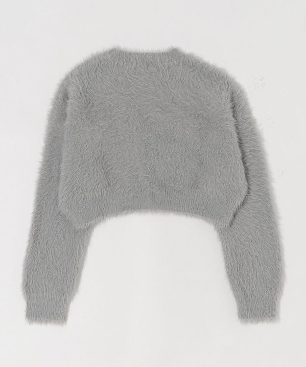 WEGO ロゴシャギーショートニット グレー