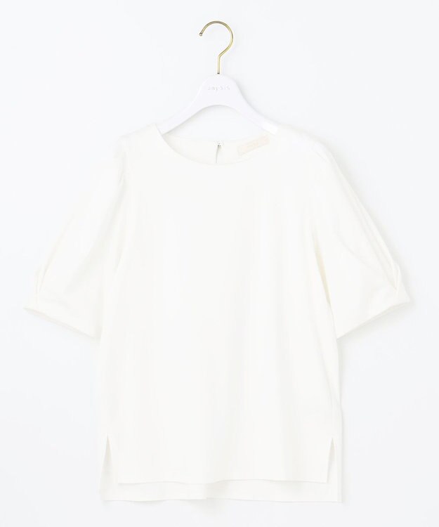 ANY SIS S 【撥水・汗ジミ防止・UVケア・洗える】スーピマスムース 袖タック Tシャツ オフ
