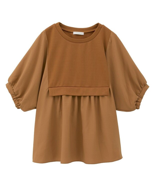 Green Parks ベスト風７分袖ドッキングプルオーバー Orange