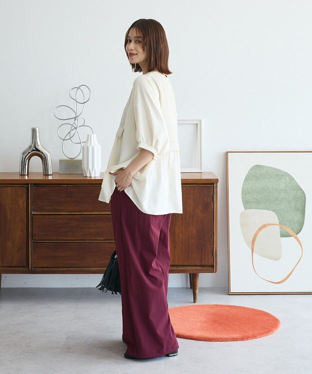 Green Parks ベスト風７分袖ドッキングプルオーバー Beige