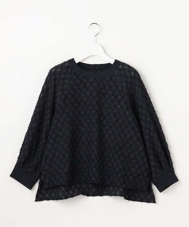 自由区 L 【セットアップ対応】ワッシャーカットジャカード ブラウス ミッドナイト