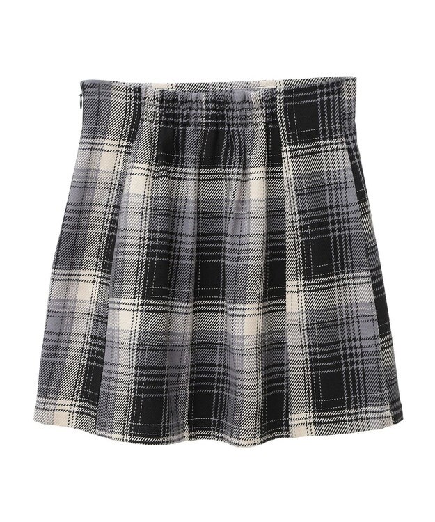 earth music&ecology コットンツイルチェックミニスカート Black