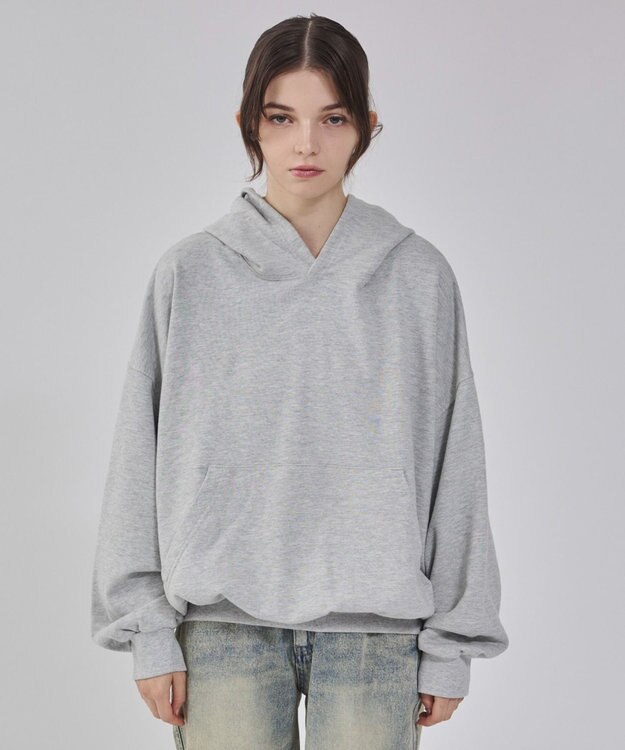 WEGO 【ユニセックス着用ITEM】バルーンクロップドプルパーカー 杢グレー