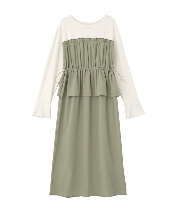 Green Parks ペプラムドッキングワンピース Khaki