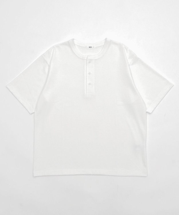 WEGO 【ユニセックス着用ITEM/MLサイズ展開】リラックスフィットヘンリーネックT（SS） ホワイト