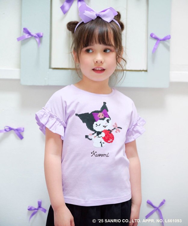 ANY KIDS 【any FAM ×サンリオキャラクターズ】ミラクルスパンコール Tシャツ クロミ×ラベンダー