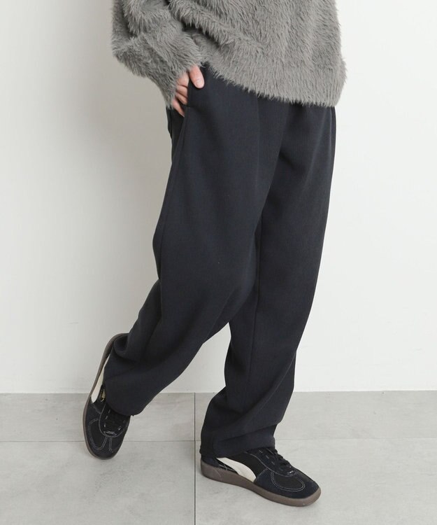 WEGO 【暖パンツ/SMLサイズ展開】裏ベロアシェフパンツ ブラック中濃色