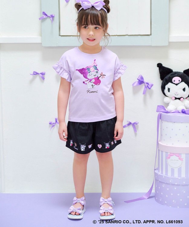 ANY KIDS 【any FAM ×サンリオキャラクターズ】ミラクルスパンコール Tシャツ クロミ×ラベンダー