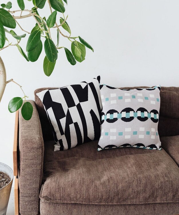 TRICOTE ランダムブロッククッションカバー  (オーガニック) 99BLACK