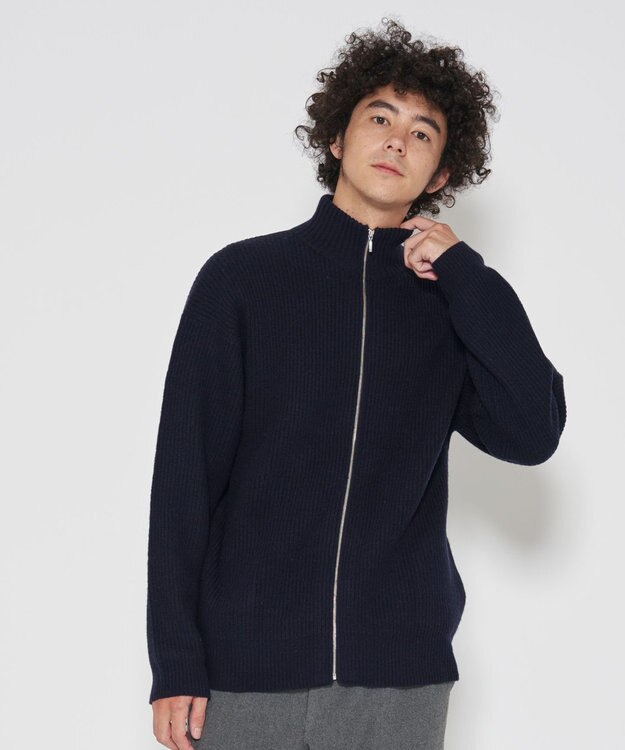 J.PRESS YORK STREET 【UNISEX】フルジップニット カーディガン ネイビー系