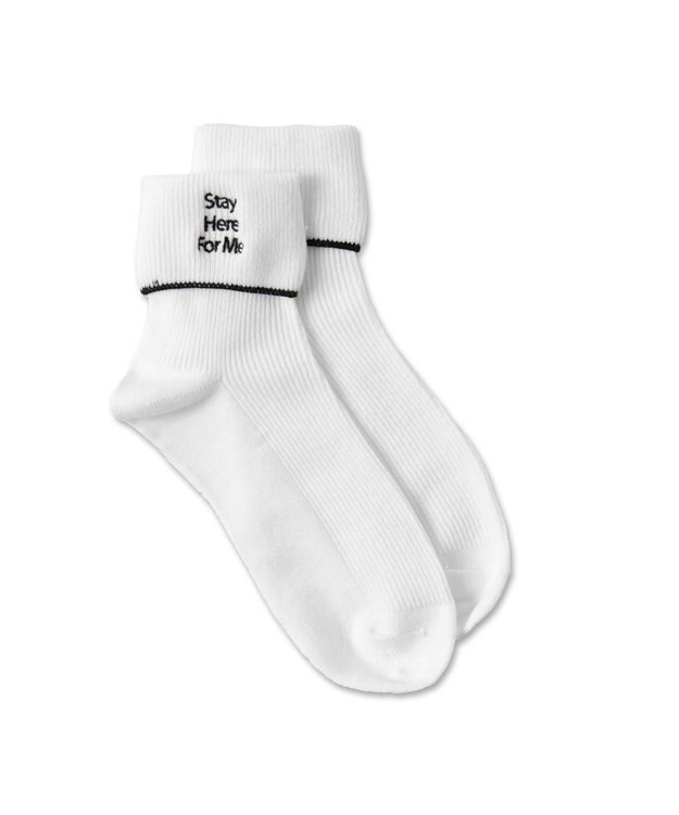 WEGO 折り返しロゴアンクルソックス ホワイト