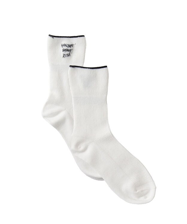 WEGO 折り返しロゴアンクルソックス ホワイト