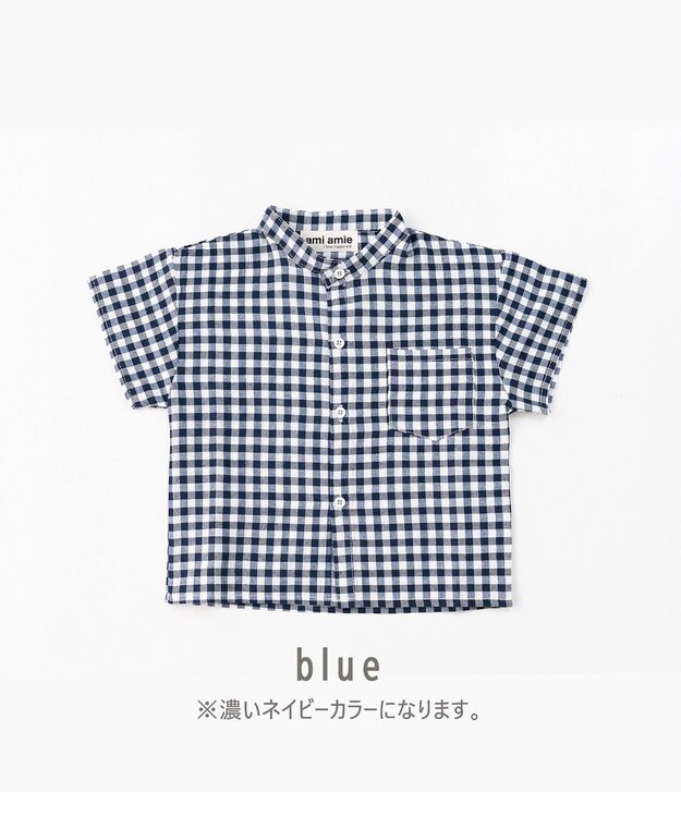 ami amie バンドカラーシャツ ブルー