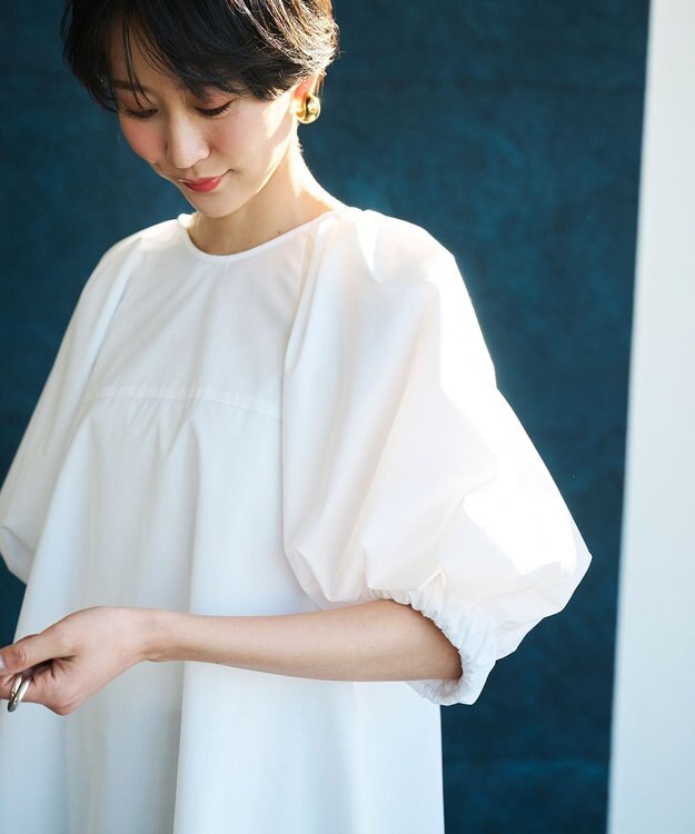 #Newans サークルスリーブAラインブラウス ホワイト