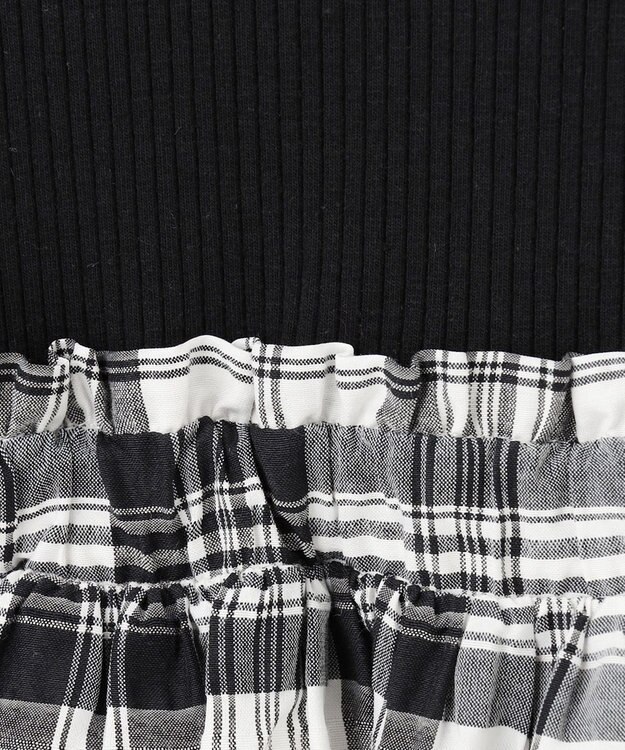 ANY KIDS ドッキング チェック柄 ワンピース モノトーン系