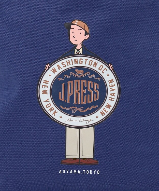 J.PRESS MEN 【AaronChang】【UNISEX】イラスト トートバック ネイビー系