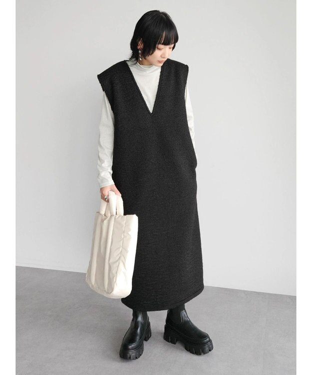 Green Parks ・ＥＬＥＮＣＡＲＥ　ＤＵＥ　ブークレＶネックジャンスカ Black