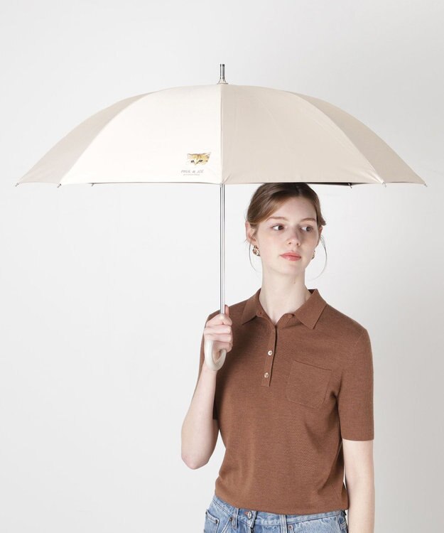 MOONBAT 【 遮光率100％/遮熱/UV】PAUL&JOE ACCESSOIRES(ポール&ジョー) 晴雨兼用日傘 ヌネット ネコ 長傘 ベージュ