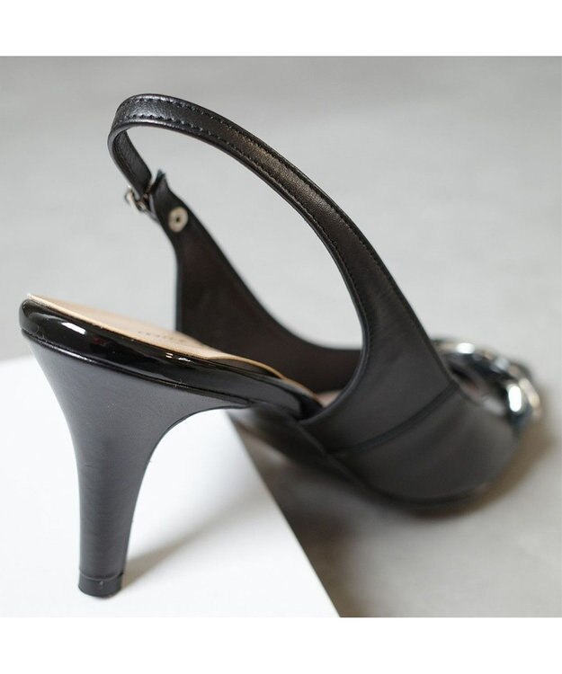 Pointer 日本製 本革チェーンビット付きバックバンドミュール ブラック