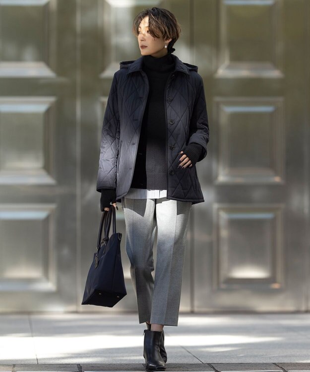 J.PRESS LADIES L 【抗菌防臭】コンパクトタフタプレミアム撥水 ショート アウター ネイビー系