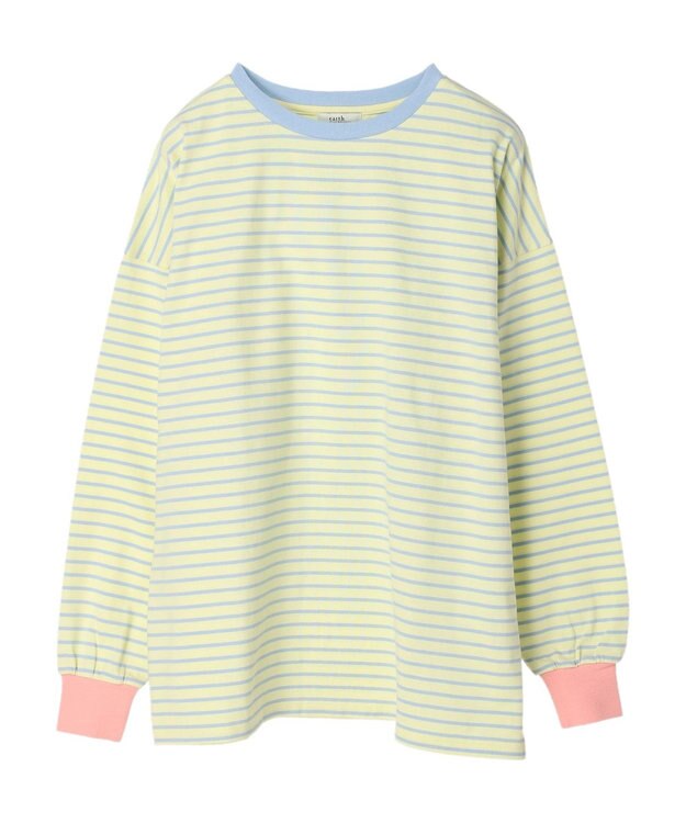 earth music&ecology トリカラーボーダーロンＴＥＥ Light Yellow