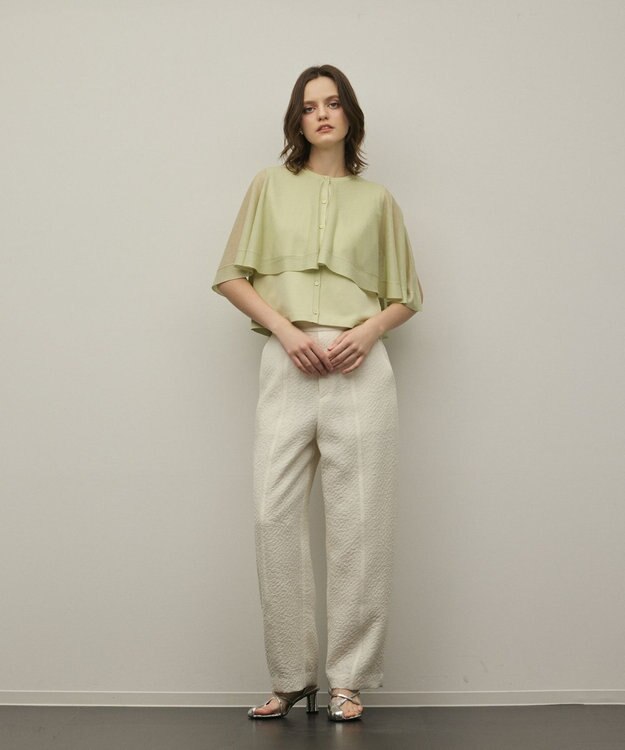 GRACE CONTINENTAL シアーケープニットカーディガン ライトグリーン