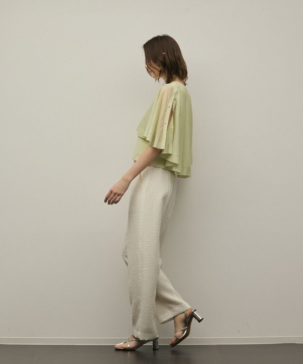 GRACE CONTINENTAL シアーケープニットカーディガン ライトグリーン