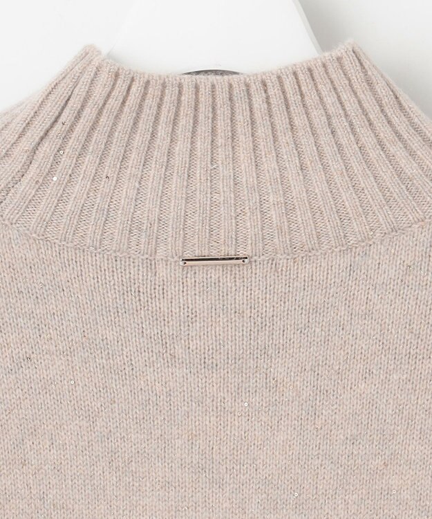 自由区 ウールカシミヤブレンドスパンコールハイネック ニット ベージュ