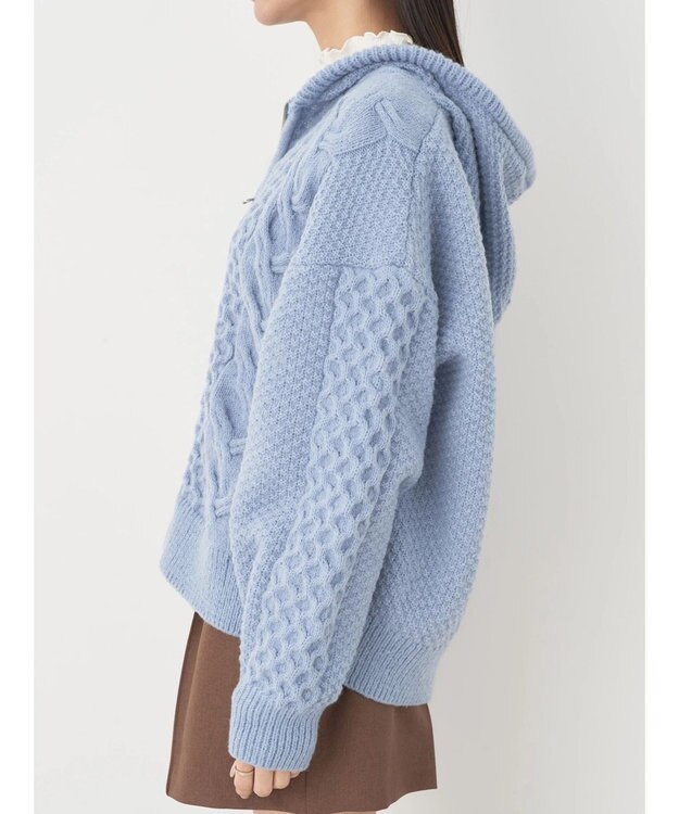 earth music&ecology ケーブルニットパーカー Grayish Blue