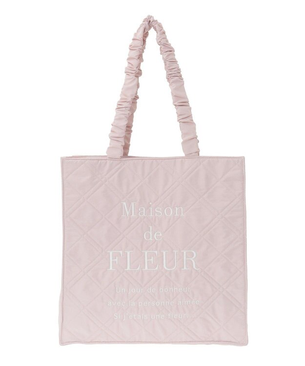 Maison de FLEUR ブランドロゴ刺繍キルティングスクエアトート Pink