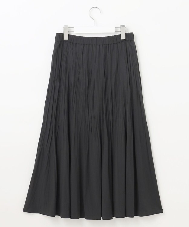 J.PRESS LADIES L 【洗える】パウダリージャージー ランダムプリーツ スカート ブラック系