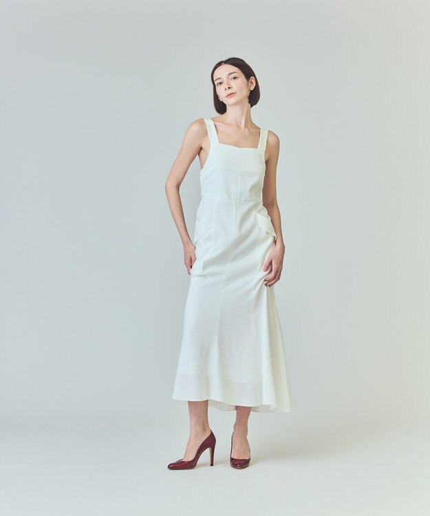 GRACE CONTINENTAL リネンタッチロングドレス ホワイト