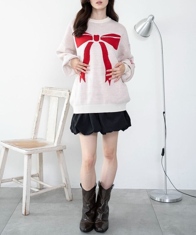 WEGO 【洗える】グラフィックニットBIGプルオーバー 柄8