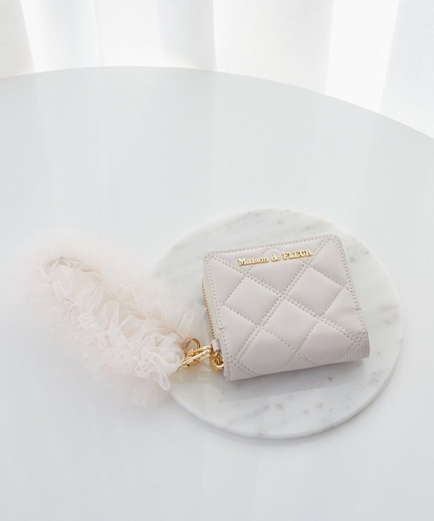 Maison de FLEUR チュールストラップウォレット Light Pink