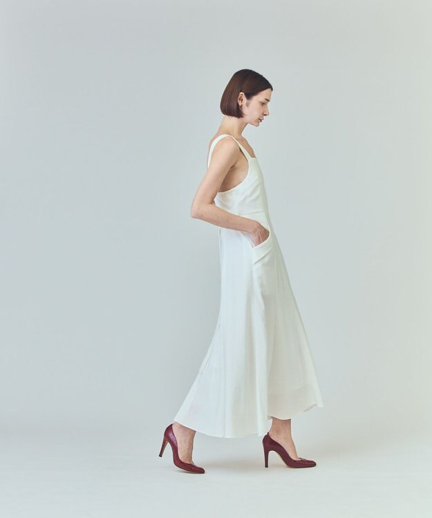 GRACE CONTINENTAL リネンタッチロングドレス ホワイト