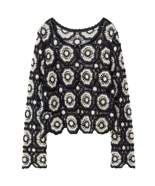 Green Parks ・ＳＵＧＡＲ　ＳＰＯＯＮ　クロシェフラワープルオーバー White×Black